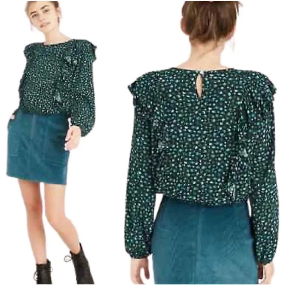 Wild Fable Women's Floral Ruffled Crop Top Blouse